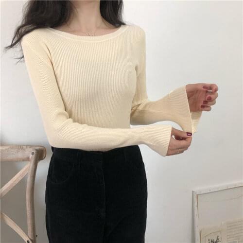 Autumn winter Basic Knitted Sweater Women 2021 Korea new Solid color O-neck Slim Pullover woman Soft Long Sleeve Tops for Female