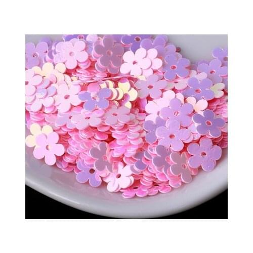 7mm Flat Flower Platting Golden Centre Hole Loose Sequin Paillette Sewing,Wedding Craft,Kids DIY Garment Accessory Pink