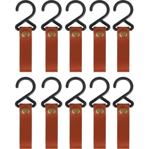 Portable Outdoor PU Leather Hooks Camping Tripod Clothes Storage Hiking Hanger Clothes Hook For Camp Supplies Durable Good Tool