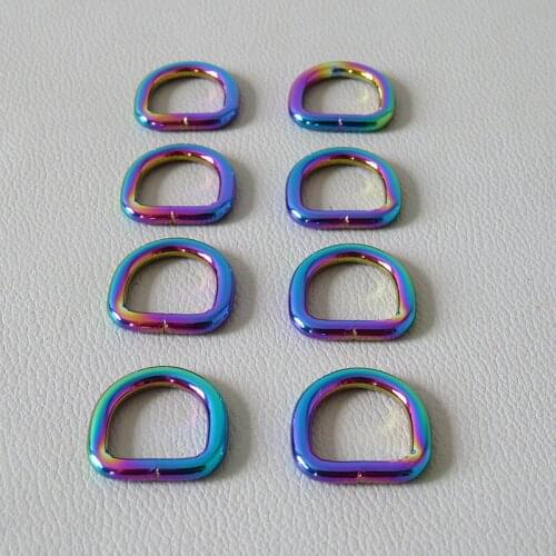 1Pcs Rainbow Webbing Pet Dog Collar Leash D Ring For Bag Accessory Straps Belt Loop Buckle Metal Hardware Garment Backpack Clasp