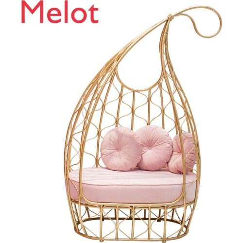 Luxury Fashion European Style High Backrest Wrought Iron Couch Living Room Creative and Slightly Luxury Modern Gold Chair
