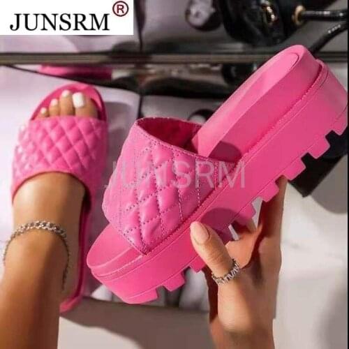 Summer Women Platform Slippers Brand Weave Ladies Open Toe Casual Slides Beach Wedges Slippers Big Size 35-43 Zapatillas Mujer