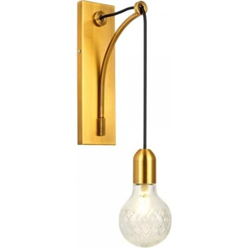 Post-modern creative brass wall lamp bedside bedroom corridor corridor Hotel Room restaurant glass round wall lamp