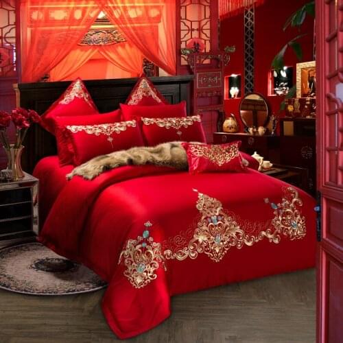 Wedding bedding multi-piece cotton bed linen quilt pillowcase big red festive kit