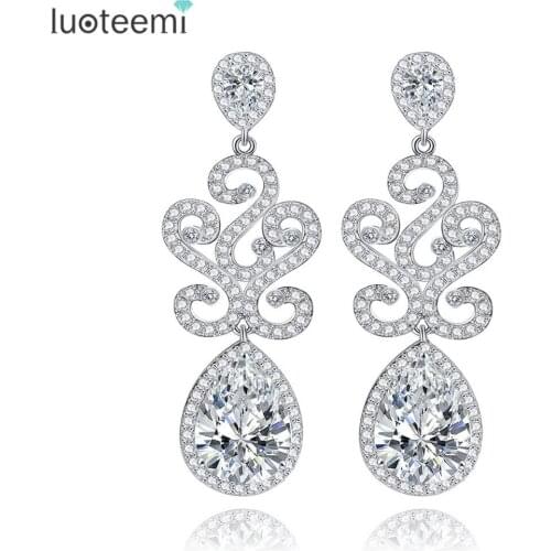 LUOTEEMI Dangle Earrings for Women High Quality Cubic Zirconia Women Tassel Earrings Boucles D Oreille Femme Wedding Engagemnet