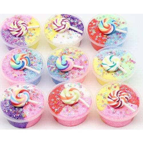Lollipop Star Fluffy Slime Putty Mud Clay Plasticine Sludge Toy Stress Reliever Hand Fidget Toy Slime Toy Antistress for Childre