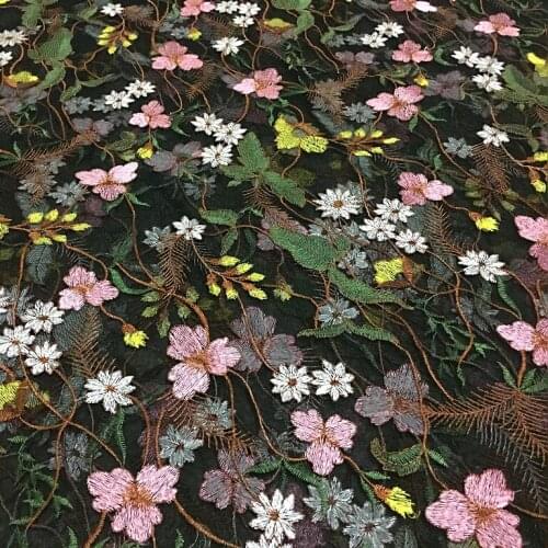 High-end fashion clothing fabrics DIY multi-color embroidery lace fabrics,130cm*50cm/pcs