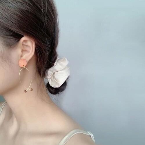 TIMEONLY statement Wooden round Dangle Earrings for women ladies jewe korean style earring anniversary gifts jewellery simple