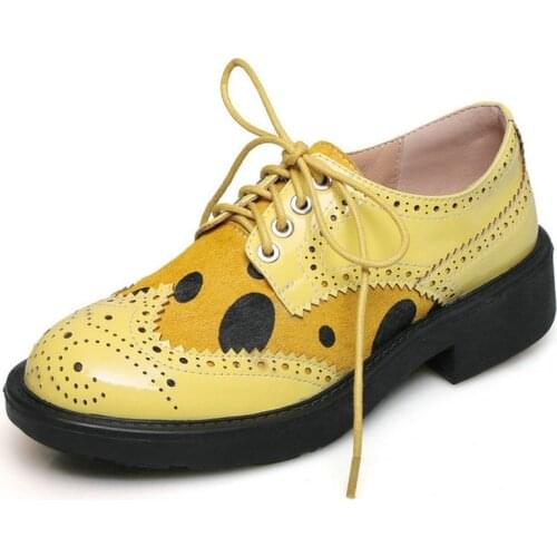 Chunky low Heels Shoes For women Genuine Leather lace up Women Shoes 2021 Summer flats Shoes Woman large size 34-43