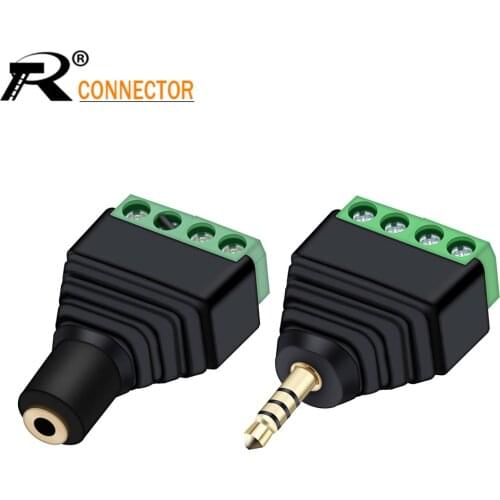 1set Male&Female Video AV Balun 3.5mm 4 Pole Stereo Male to AV Screw Terminal Stereo Jack 3.5mm female 4 pin Terminal Block