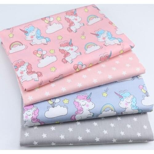160CM*50CM Unicorn Balloon Rainbow Star Cotton Fabric DIY Sewing Craft Tissus Tilda Patchwork Quilting Cushion Apparel tecido
