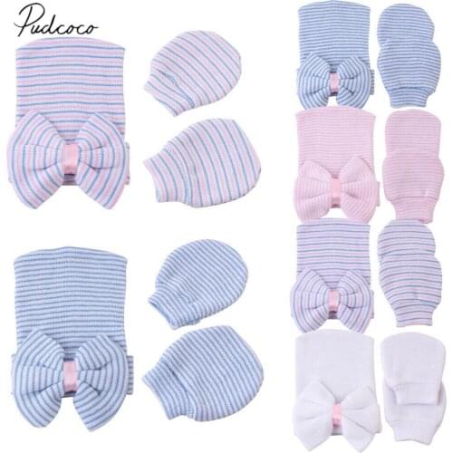 2019 Baby Accessories 2pcs/Set Infant Kids Baby Girls Boys Hats Gloves Anti Scratch Face Hand Guards Protection Soft Mittens Hat