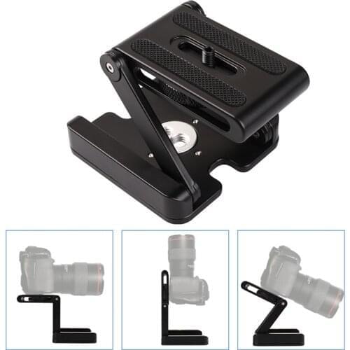 Aluminum Alloy Z Flex Tilt Tripod Head, Folding Z Tilt Head Quick Release Plate Stand Holder for DSLR