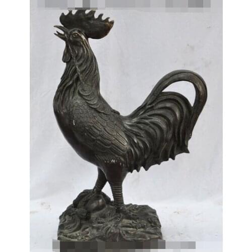 Free shipping S03921 26"chinese fengshui bronze zodiac Cock Rooster Chicken wealth money coin statue