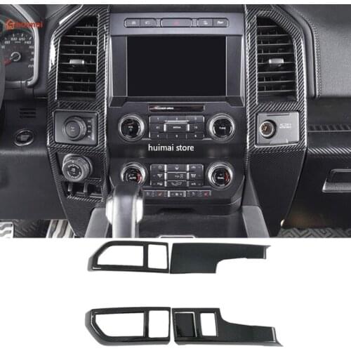 For Ford F150 2015-2020 Carbon Fiber Central Control Console Middle Air Vent Outlet Covers Trim Dashboard Panel Bezel