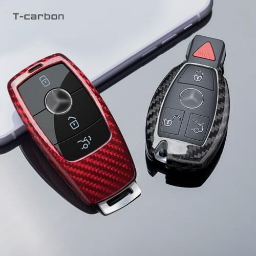 Carbon Fiber Car Key Case Cover For Mercedes Benz E C G M R S Class W204 212 176 GLC CLA GLA AMG C180 GLK300 CLS CLK Accessories