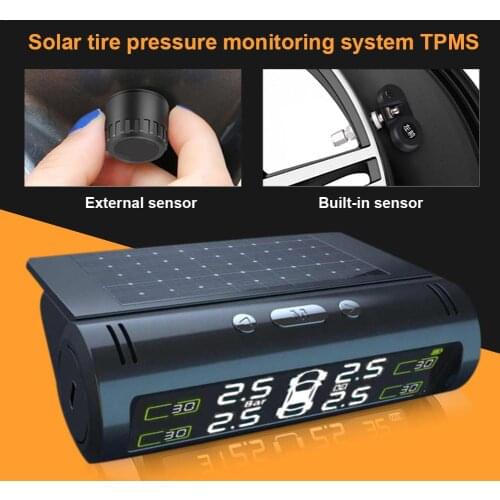 Universal Car Truck Tire Pressure Monitor Solar Power Digital TPMS LCD Display Auto Security Alarm Systems Tyre Pressure Sensors