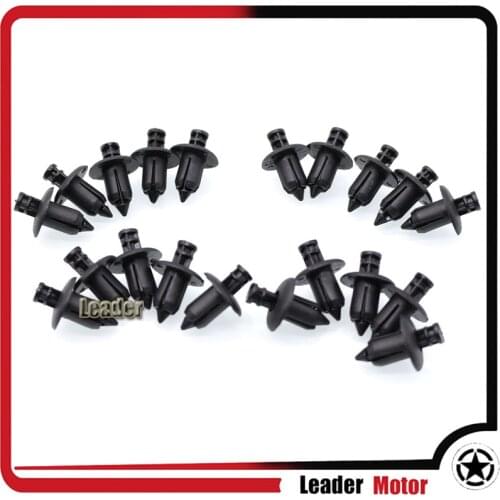 For Honda, Yamaha, Suzuki, Kawasaki ATV Motorcycle Accessories Nylon Fairing Trim Panel Fasteners Clip Rivets 20pcs 6mm Black