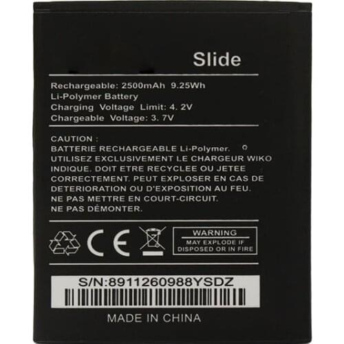 For Wiko Slide Battery 2500mAh High Quality Batterie Bateria Batterij High Quality
