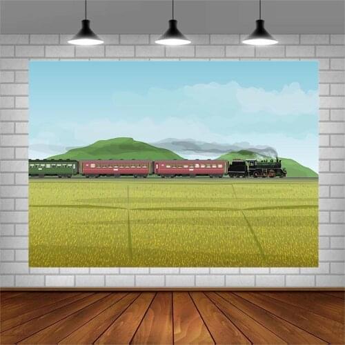 Avezano Photography Backgrounds Iron Train Field Mountain Natural Scenery Backdrops For Photo Studio Photocall Photozone Decor