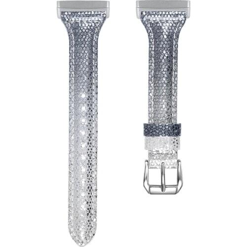 Gradient Shiny Leather Watchband for Fitbit Versa 3 Smart Watch Band Fashion Personality Leather Strap for Fitbit Sense