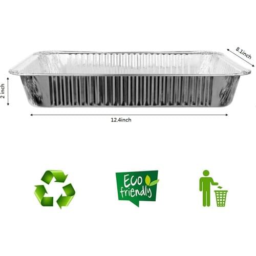 10 Pcs 2200ML Aluminum Foil Pans Trays Deep Steam Table Pans Freezer Grill Food Containers BBQ Roasting Baking Reheating