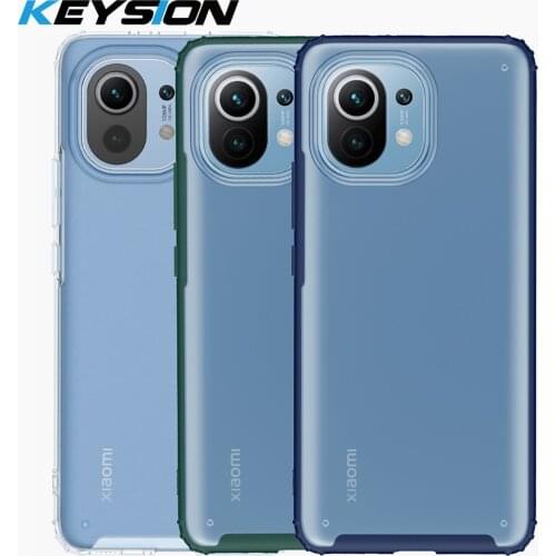 KEYSION Fashion Matte Phone Case for Xiaomi Mi 11 5G Transparent Shockproof Phone Back Cover for Xiaomi Mi 11