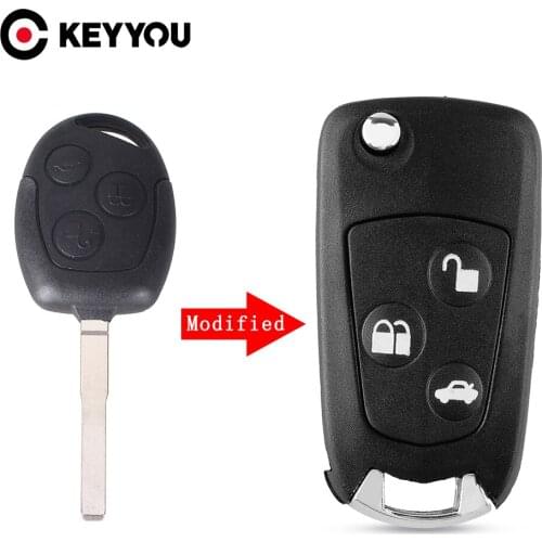 KEYYOU 3 Buttons Remote Folding Car Key Flip Shell Case For Ford Focus Mondeo Fiesta KA