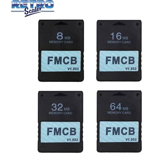 RetroScaler Classic Black Free McBoot v1.953 8MB/16MB/32MB/64MB Memory Card for PS2 Console