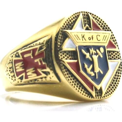 Unisex 316L Stainless Steel Knights of Columbus Christianity Catholicism Newest K of C Cross Ring