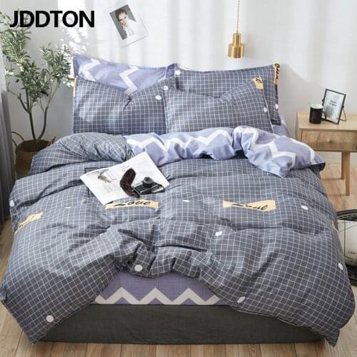 JDDTON Classical Bedding Set Grey Plaid Love Bed Linen Duvet Cover Set AB Side Bed Sheet Set Pillowcase Cover BE066
