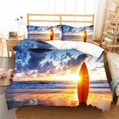 A Bedding Set 3D Printed Duvet Cover Bed Set Sea Surfing Home Textiles for Adults Bedclothes with Pillowcase #CLB01