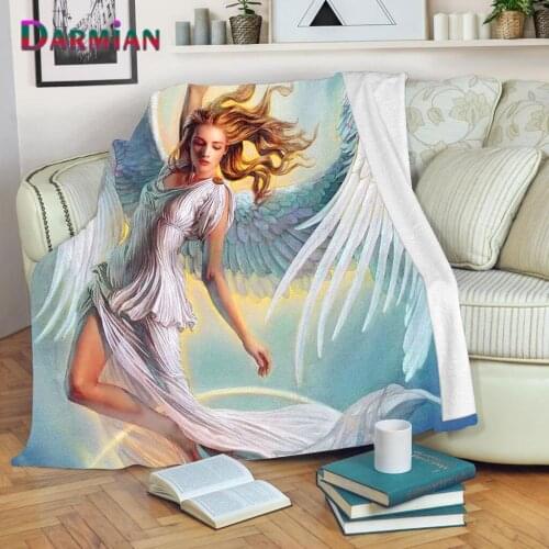 DARMIAN Hot Selling Angel Pattern Fleece Throw Blanket Home Bedding Products Nap Sofa Couch Quilts Air Condition Flannel Blanket