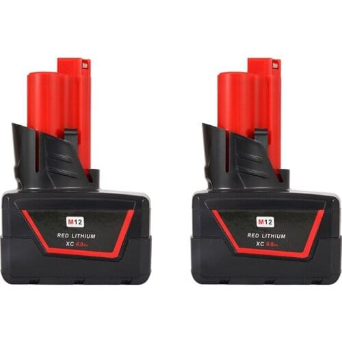 2PCS 6.0Ah 12V Power Tool Li-Ion Battery for M12 C12 XC 48-11-2440 48-11-2402 48-11-2411 Replacement Battery