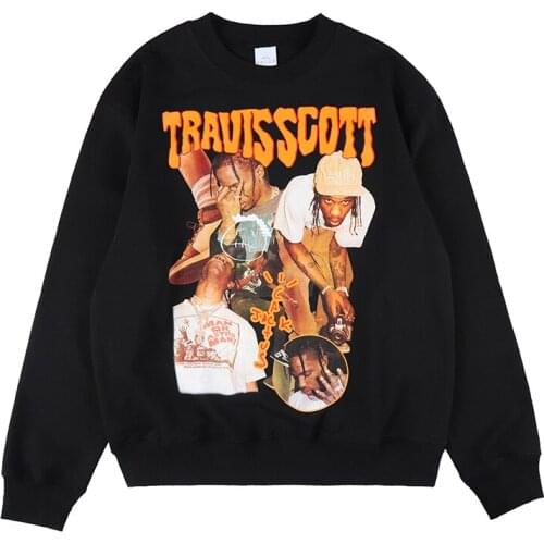 Travis Scott Hip Hop Singer Print Terry Hoodies for Men and Women Harajuku Oversize Stranger Things Casual Baggy Sweatshirt