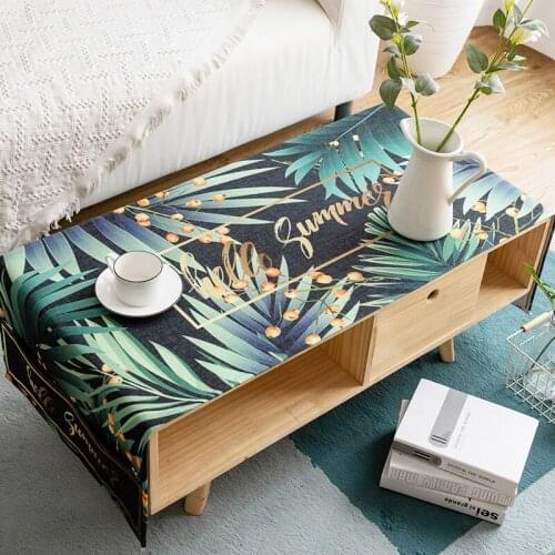 Fashion Home cotton and linen Rectangle waterproof green leaf Rainforest tablecloth Table flag Tea table cover