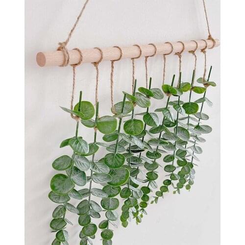 Nordic Style Wall Decoration Wall Hanging Decoration Imitation Green Plant Decorations Tapestry Wooden Stick Fashionable