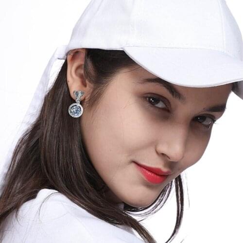 New Big Round CZ Pendent Women Earring Zircon Heart-shaped Drop Earrings Graceful Girl Accessories Fashion Jewelry