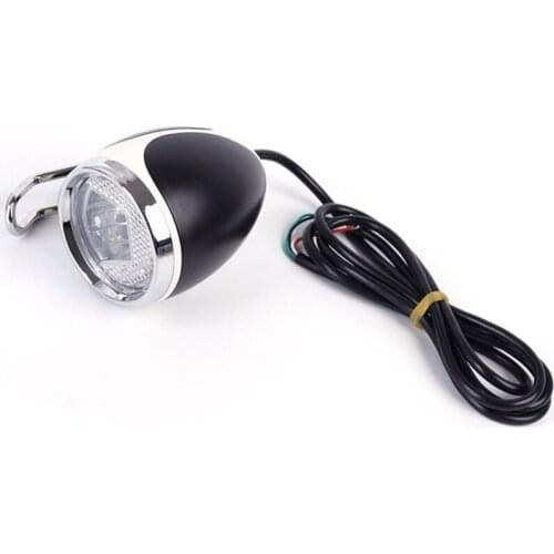 Retro 8"/10" Streamlined Electric Scooter Headlight with Horn 36V/48V Bright LED Metal Bikes Head Light Cycling Lighting