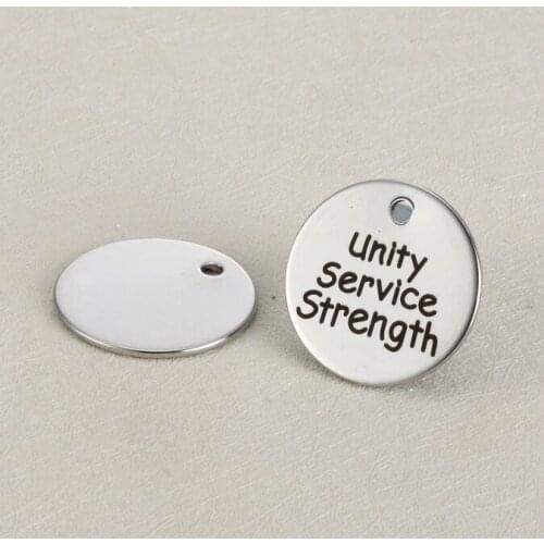 20pcs/lot 22mm "Unity Service Strength"Stainless Steel Charms For Diy Jewellery Making