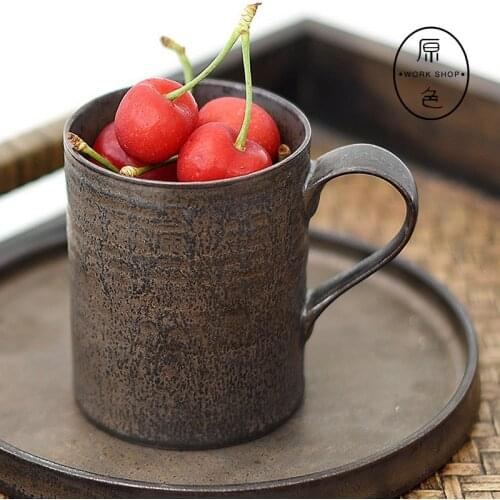 Simple Coffee Cup & Saucer Set Metal Glaze Mug Creative Office Cup Nordic Style