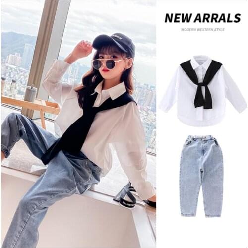 Kids Clothes Girls Sets 2021 Spring Long Sleeve Shirts And Jeans 2 Pcs Sets Fashion Casual Korean Clothes Kids Girl Outfits
