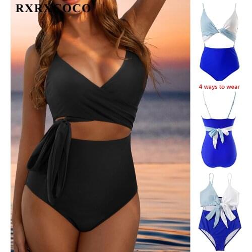 RXRXCOCO One Piece Swimsuit Women Monokini Bodysuit High Waist Swimsuit Bikini Push Up Bandage One Piece Swimwear Women 2021