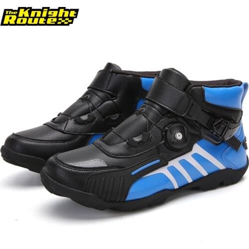 Blue Motorcycle Boots Breathable Riding Boots Men Motocross Shoes Motorcycle Protection Motorbike Biker Chopper Motorboats Shoes