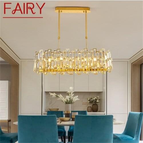 FAIRY Gold Chandelier Fixtures Oval Modern Branch Crystal Pendant Lamp Light Home LED for Dining Room Decoration