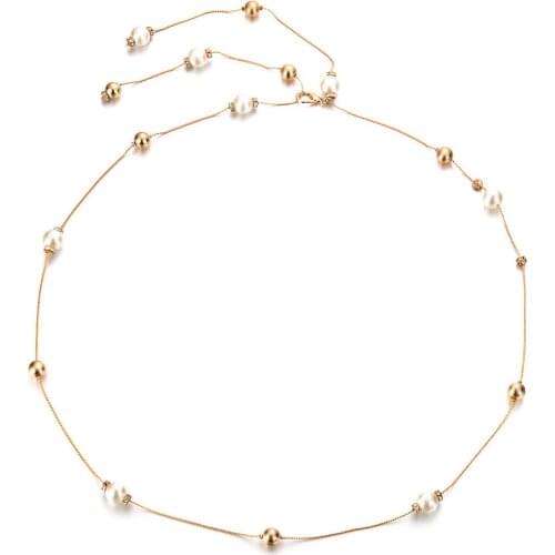 Pearl Diamante Diamond Women Lady Waist Chains Charm Strap One Size