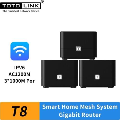 TOTOLINK T8 AC1200 Mesh Wifi Gigabit Router 3 Pack Wireless Repeater APP Remote Manage