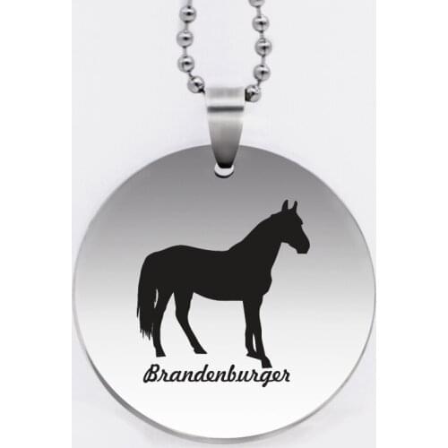 Ufine animal jewelry Germany brandenburger horse pendant army card round disc stainless steel customed necklace N4517