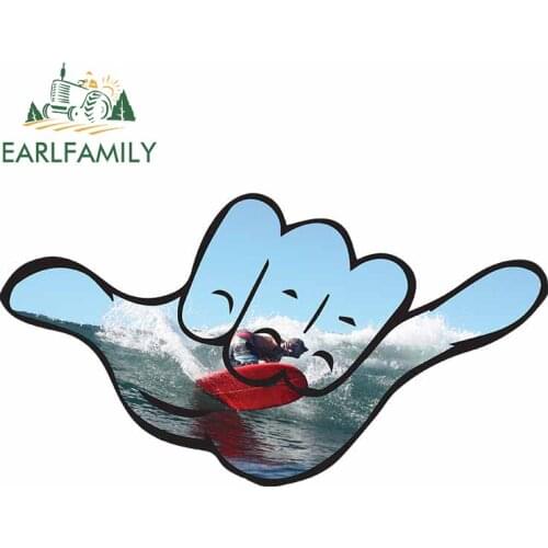 EARLFAMILY 13cm x 8.6cm for Hang Loose Surfing Personality Decal VAN Surfboard Car Stickers Refrigerator Laptop Vinyl Car Wrap