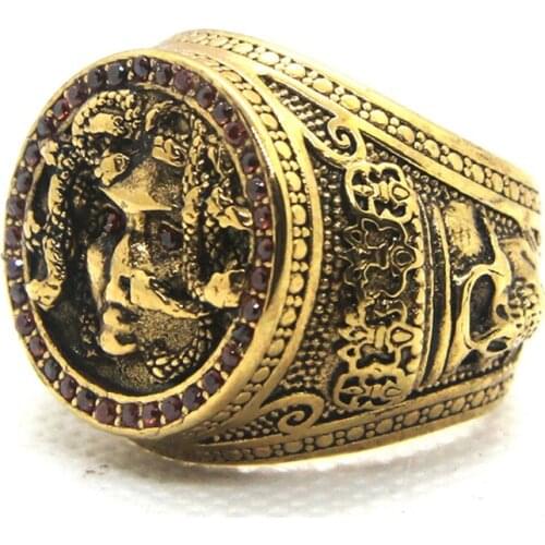 316L Stainless Steel Jewelry US Size 7-13 Gold Plated Snake Queen Skull Crown Ring